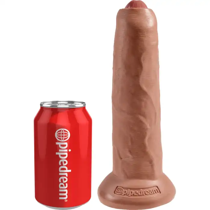 Кофейный необрезанный фаллоимитатор на присоске 9 Uncut Cock - 25,4 см - King Cock. Фотография 3.