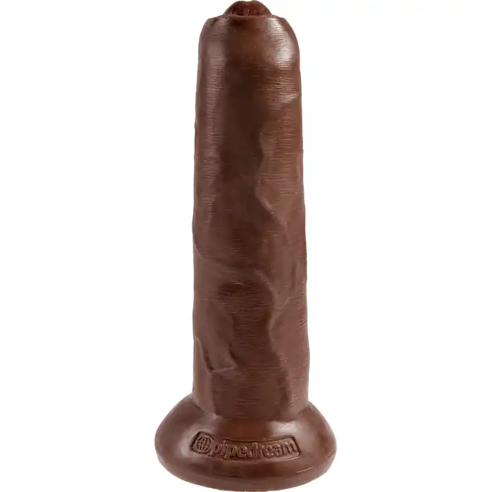 Коричневый необрезанный фаллоимитатор на присоске 9 Uncut Cock - 25,4 см - King Cock