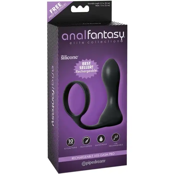 Эрекционное кольцо с анальным вибростимулятором Rechargeable Ass-Gasm Pro - Anal Fantasy Elite Collection. Фотография 3.