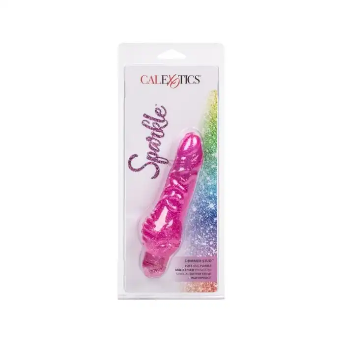Лиловый вибратор-реалистик с блёстками Shimmer Stud - 16 см - Sparkle. Фотография 3.