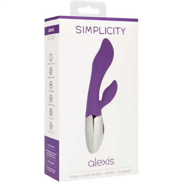 Фиолетовый вибратор Alexis с 10 режимами вибрации - 20 см - Simplicity. Фотография 3.