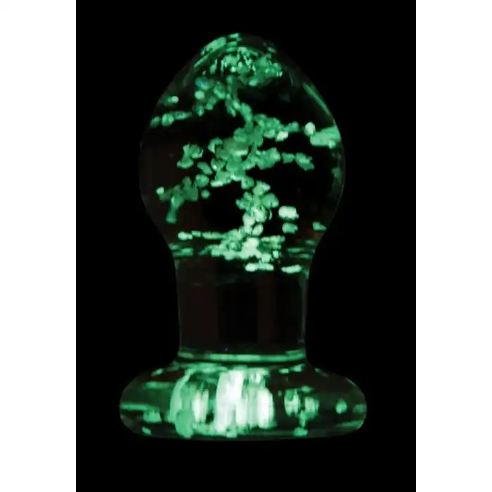 Прозрачная, светящаяся в темноте анальная пробка Glass Plug Small - 6,3 см - Firefly