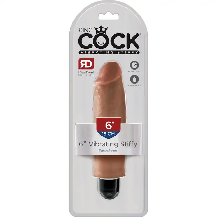 Кофейный вибратор-реалистик 6 Vibrating Stiffy - 17,8 см. - King Cock. Фотография 2.