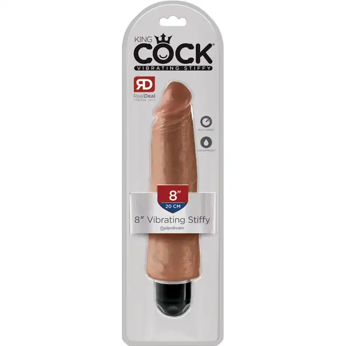 Кофейный вибратор-реалистик 8 Vibrating Stiffy - 24,8 см - King Cock. Фотография 2.