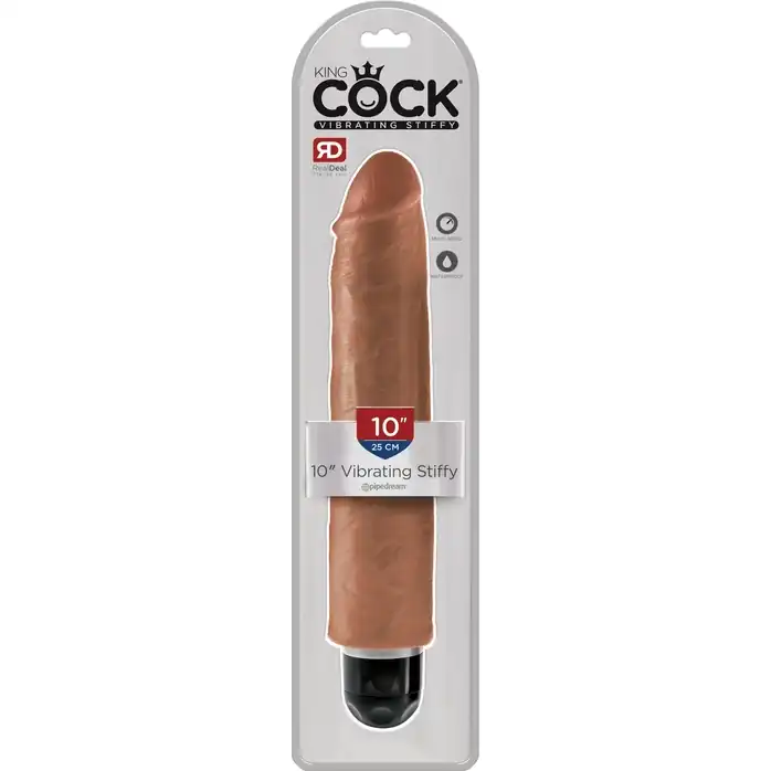 Кофейный вибратор-реалистик 10 Vibrating Stiffy - 30,5 см - King Cock. Фотография 2.