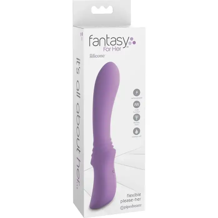 Сиреневый перезаряжаемый гнущийся вибратор Flexible Please-Her - 18,5 см - Fantasy For Her. Фотография 7.
