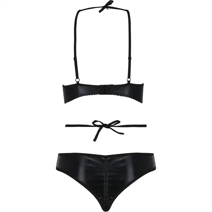 Эротический комплект Navel из ткани с wet-look эффектом. Фотография 4.