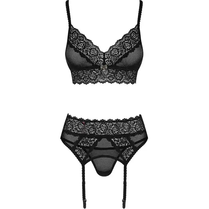 Чарующий кружевной комплект белья из 3 предметов - Sexy. Фотография 3.
