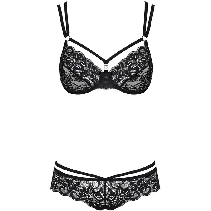 Секси-комплект из нежного цветочного кружева с тоненькими бретелями - Sexy. Фотография 7.