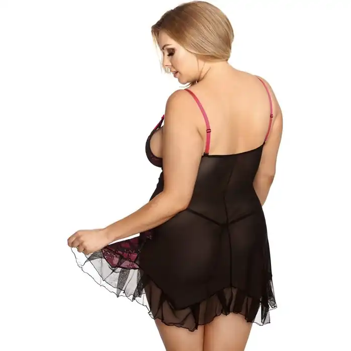 Оригинальная сорочка Gia с кружевными вставками и оборками - Gorgeous+. Фотография 2.