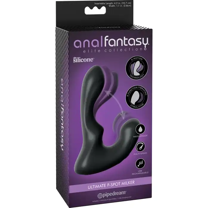 Черный анальный вибростимулятор P-Spot Milker - 14 см - Anal Fantasy Elite Collection. Фотография 3.