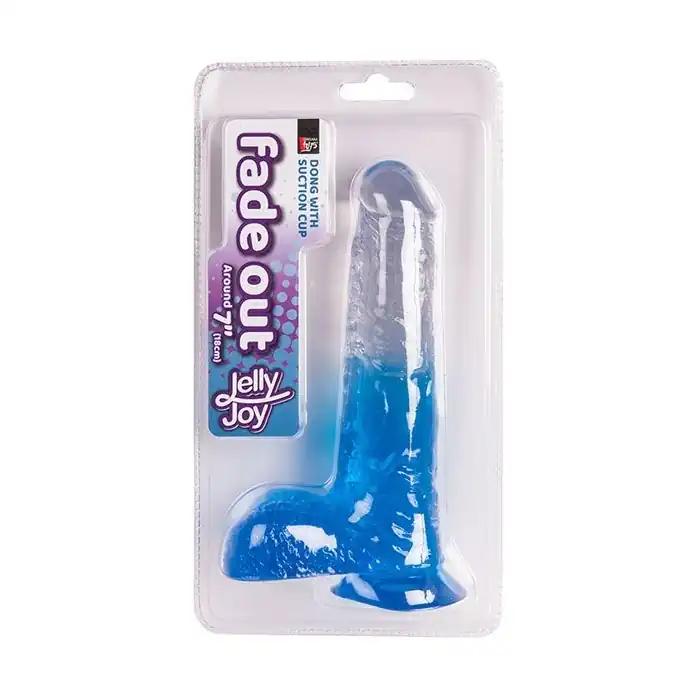 Синий фаллоимитатор с прозрачной верхней частью JELLY JOY FADE OUT DONG 7INCH - 17,8 см - Jelly Joy. Фотография 2.