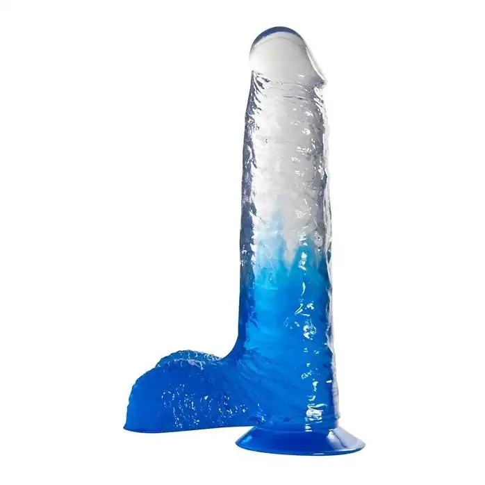 Синий фаллоимитатор с прозрачной верхней частью JELLY JOY FADE OUT DONG 7INCH - 17,8 см - Jelly Joy