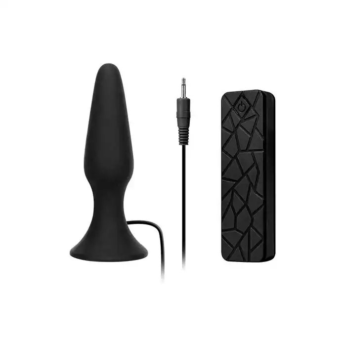 Чёрная вибропробка MENZSTUFF 5INCH SLIM INTRUDER BUTT PLUG - 13 см - MenzStuff