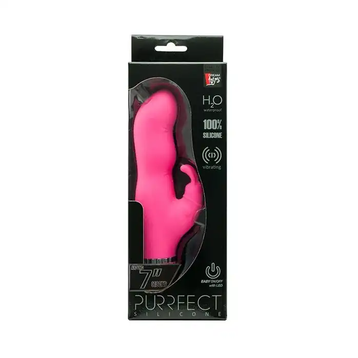 Розовый вибратор с клиторальным стимулятором PURRFECT SILICONE DELUXE DUOVIBE - 17,5 см - Purrfect Silicone. Фотография 2.