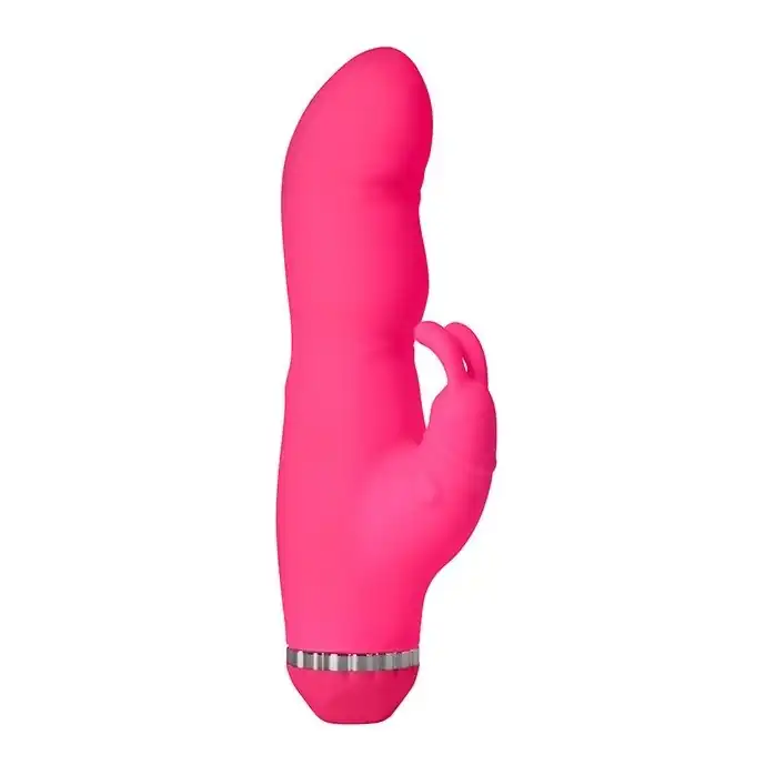 Розовый вибратор с клиторальным стимулятором PURRFECT SILICONE DELUXE DUOVIBE - 17,5 см - Purrfect Silicone