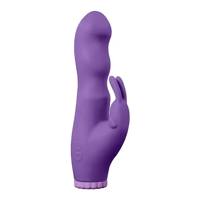 Фиолетовый вибратор с клиторальным стимулятором PURRFECT SILICONE DELUXE RABBIT 100FNCT - 20 см - Purrfect Silicone