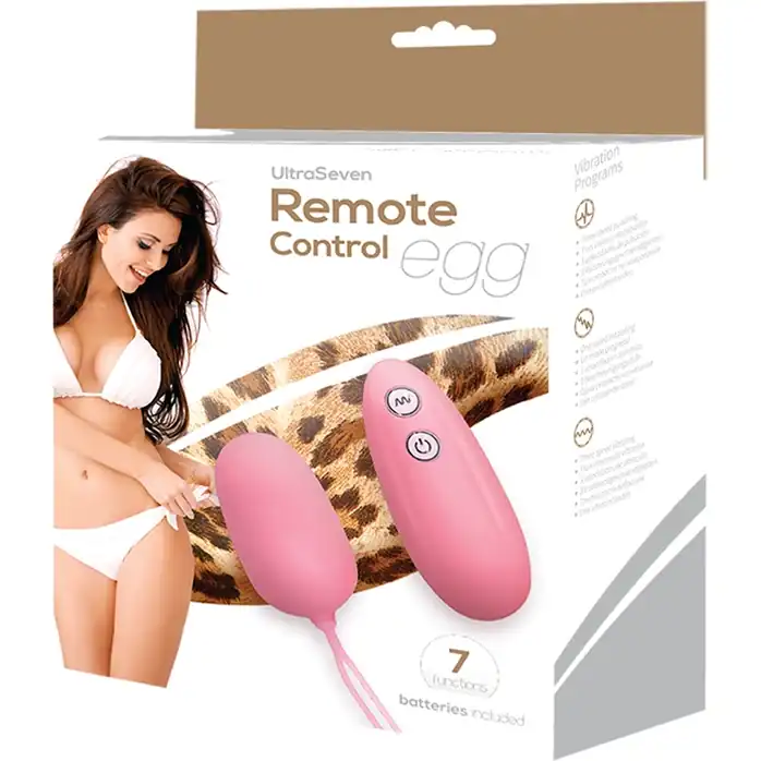 Розовое виброяйцо с пультом дистанционного управления ULTRA SEVEN REMOTE CONTROL EGG. Фотография 2.