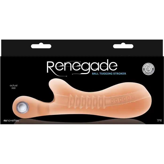 Телесный мастурбатор с вибростимулятором мошонки Renegade Ball Tugging Stroker - Renegade. Фотография 2.