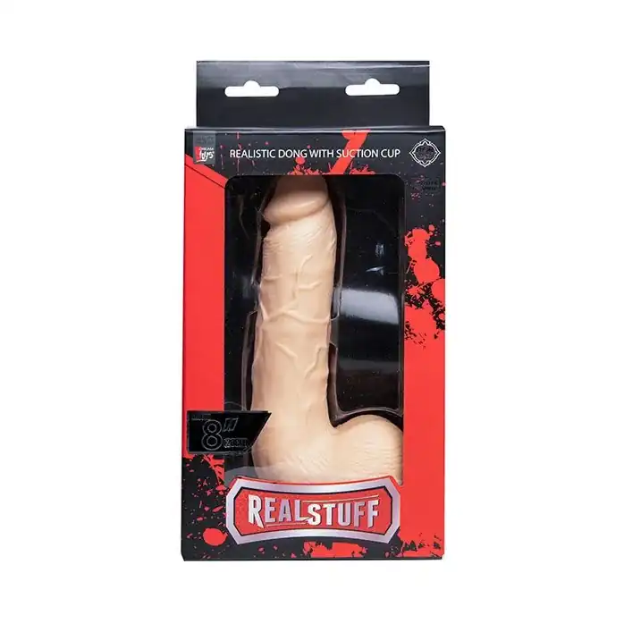 Телесный фаллоимитатор REALSTUFF 8INCH DONG WITH SUCTION CUP - 20 см - RealStuff. Фотография 2.
