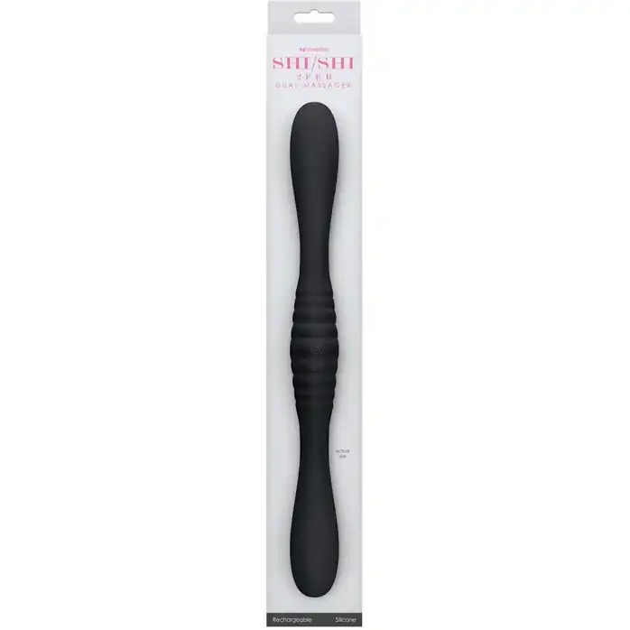 Черный двойной вибромассажер 2FER Dual Massager - 36 см - Shi/Shi. Фотография 2.