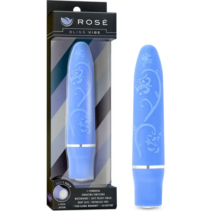 Голубая вибропуля Bliss Vibe - 10,1 см - Rose. Фотография 5.