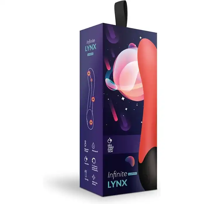 Красный вибратор Lynx для стимуляции точки G с нагревом - 20,8 см - Infinite collection. Фотография 3.