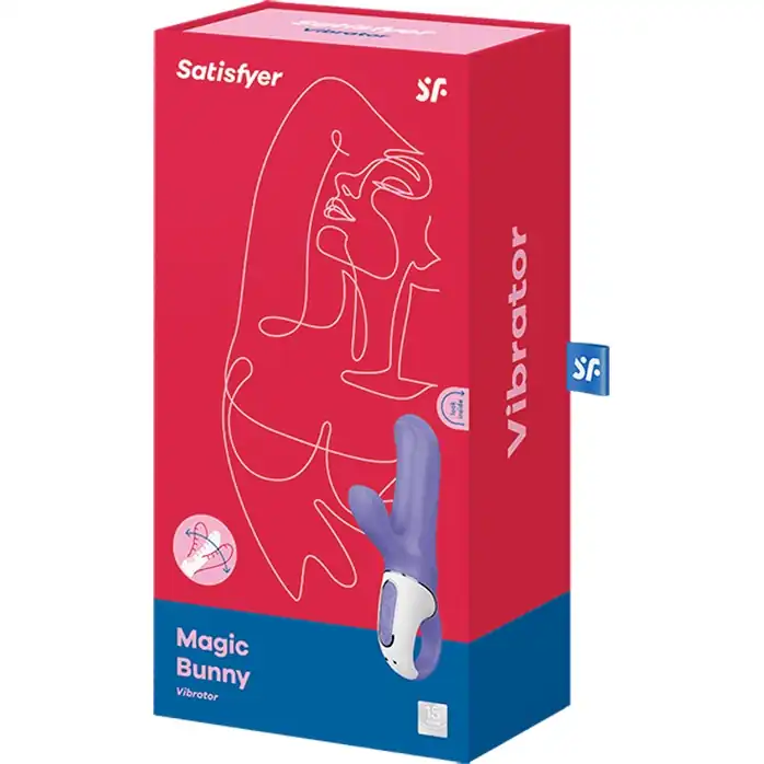 Фиолетовый вибратор Satisfyer Magic Bunny с клиторальным отростком - 17,6 см. Фотография 8.