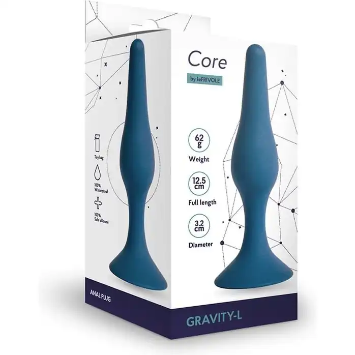 Синяя анальная пробка Gravity L - 12,5 см - Core collection. Фотография 3.