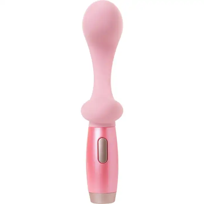 Розовый вибратор Le Stelle PERKS SERIES EX-3 с двумя сменными насадками. Фотография 3.