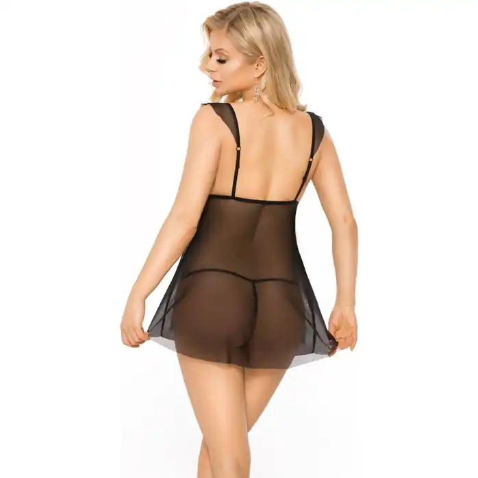 Сорочка бэби-долл Cora из нежной сетки и кружева - Erotic. Фотография 4.