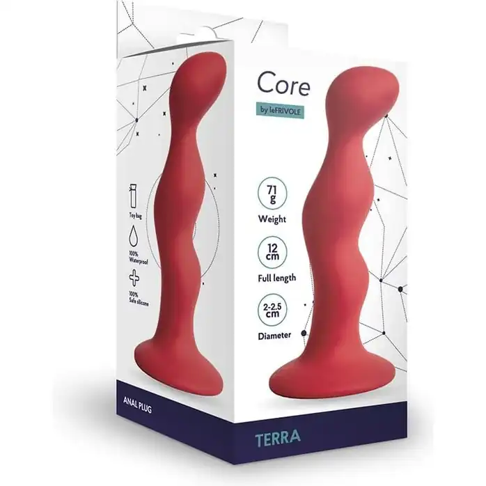 Бордовая анальная пробка Terra - 12 см - Core collection. Фотография 3.