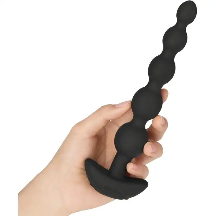 Черные анальные бусы с 3 моторами B-Vibe Cinco Anal Beads - 20,5 см. Фотография 3.