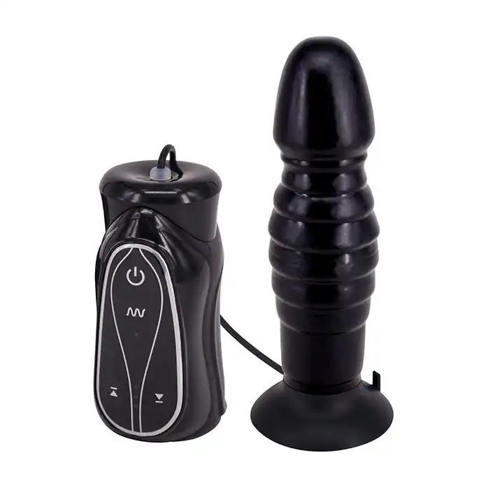 Чёрный анальный вибратор на присоске Pleasure Thrust - 14 см
