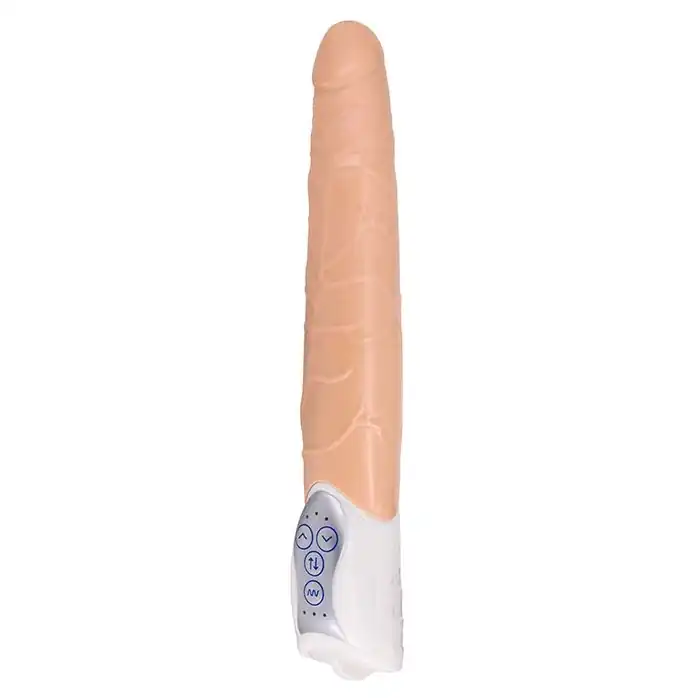 Телесный вибратор Long John Realistic Thrusting Vibrator с функцией толкания - 20 см